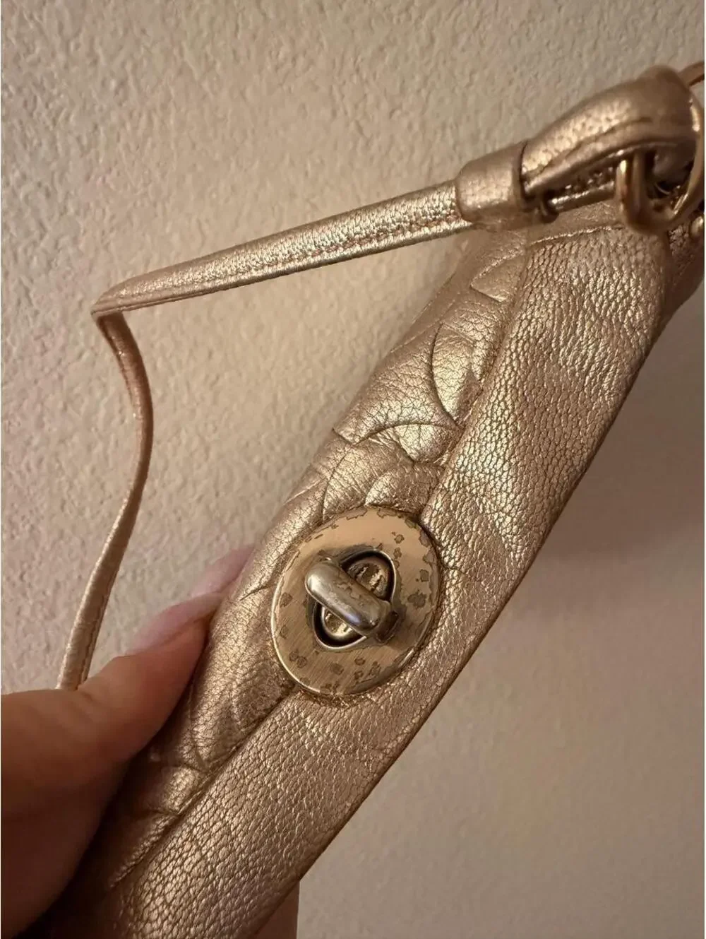 Vintage Rose Gold Coach Turnlock Wristlet